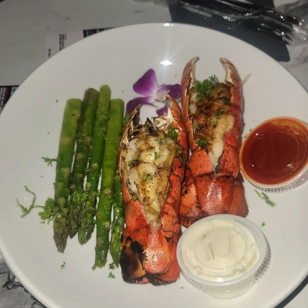 Twin Lobster Tails and Grilled Asparagus
